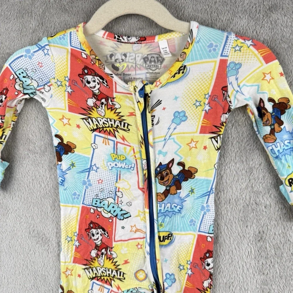 Bellabu Bear Pajamas Baby Boys 3-6 Months Paw Patrol Bamboo One Piece‎ Full Zip
